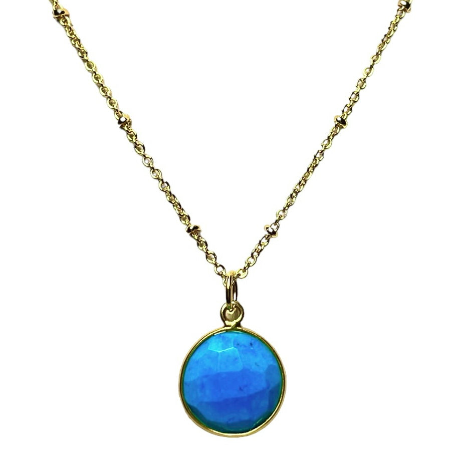 Pendentif "MARYLINE" doré or fin pierre Turquoise