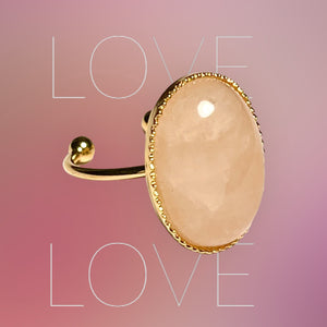 Bague "ROSALIE" dorée or fin en pierre de Quartz Rose