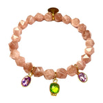Bracelet "LANAI" - Agate Péridot et Améthyste dorées or fin