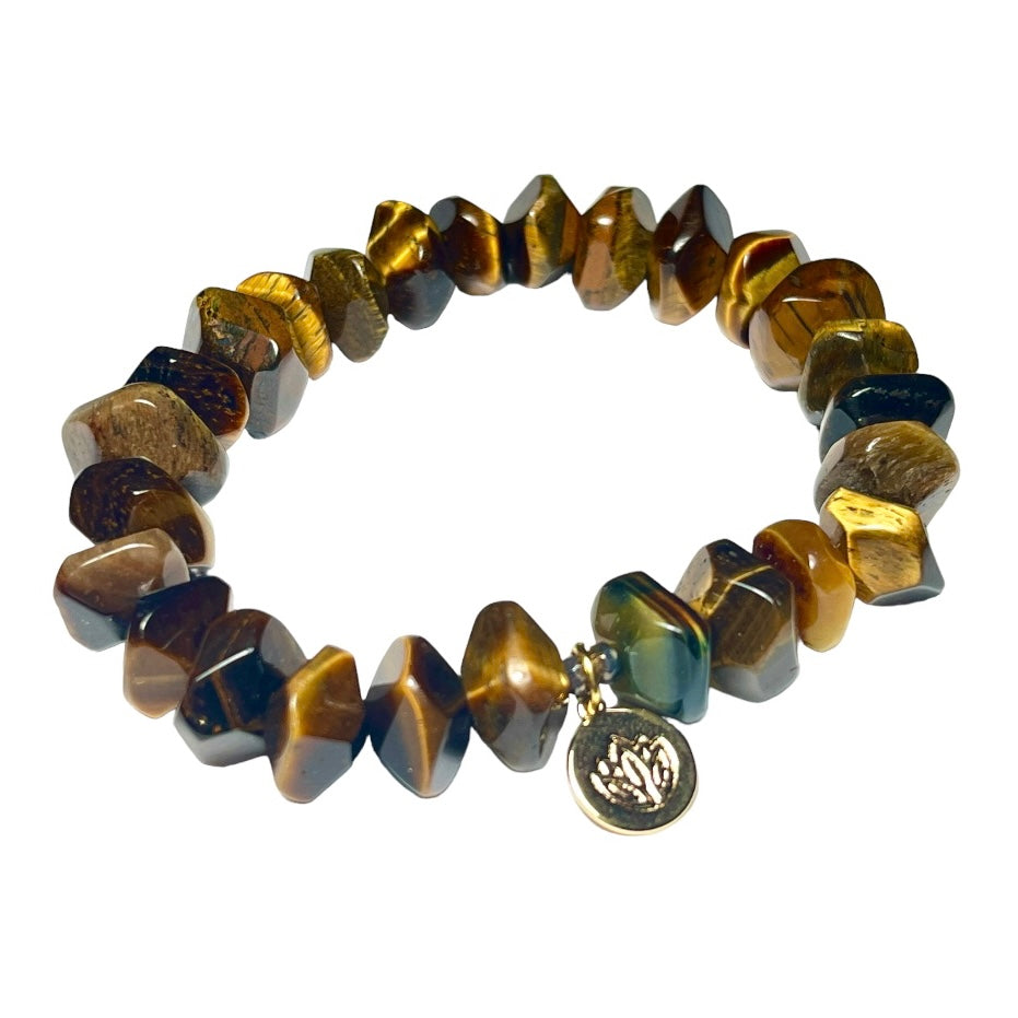 Bracelet "IBIZA" doré or fin et pierres naturelles d' Oeil de Tigre