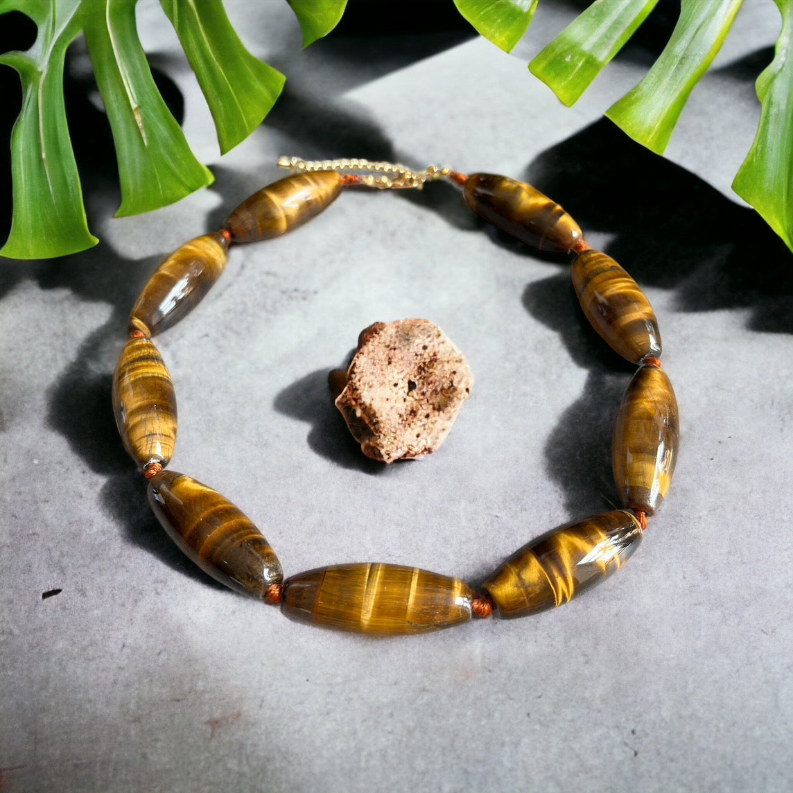 Collier "ZENZIBAR" perles en pierre naturelle Oeil de tigre