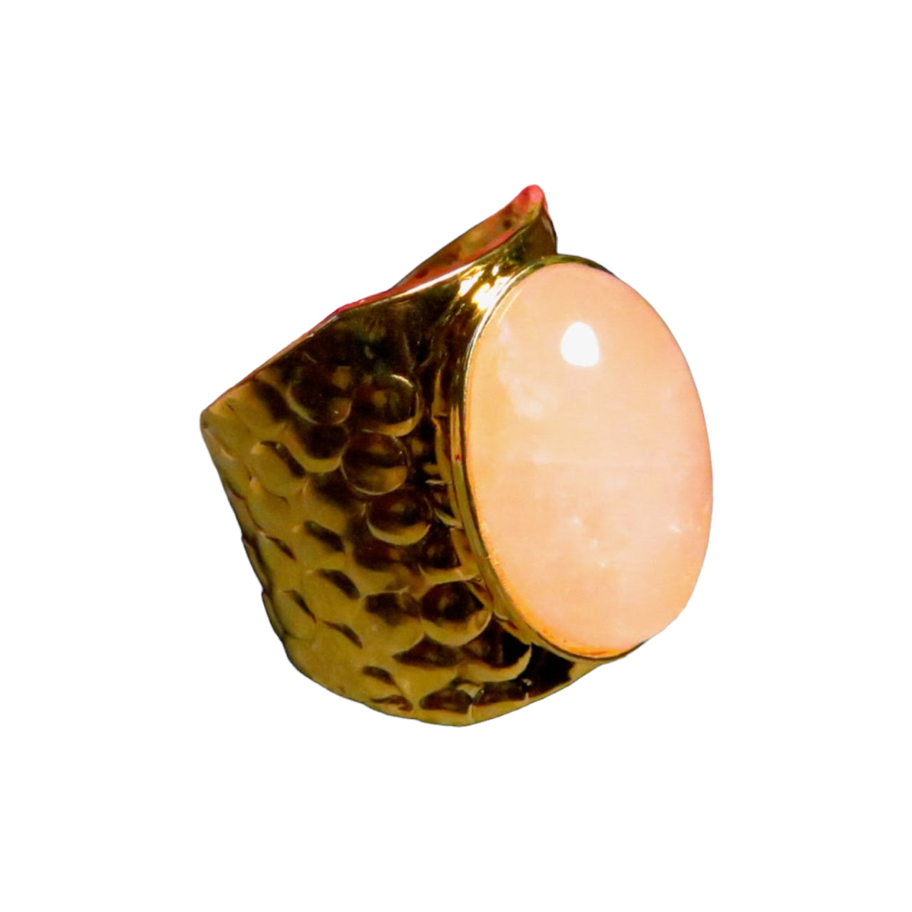 Bague "AURELIE" dorée or fin en pierre de quartz rose