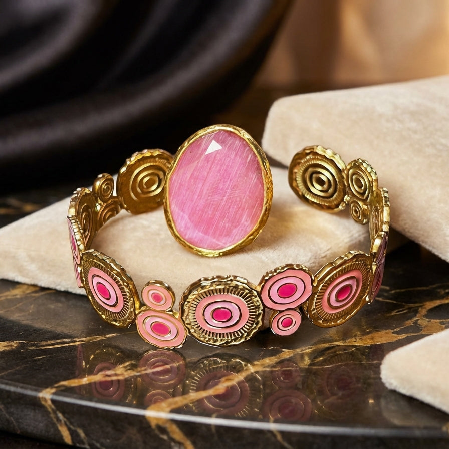 Collier Fantaisie En Acier Avec Pierres D'agate - Occasion - Jolie Pièce Unique