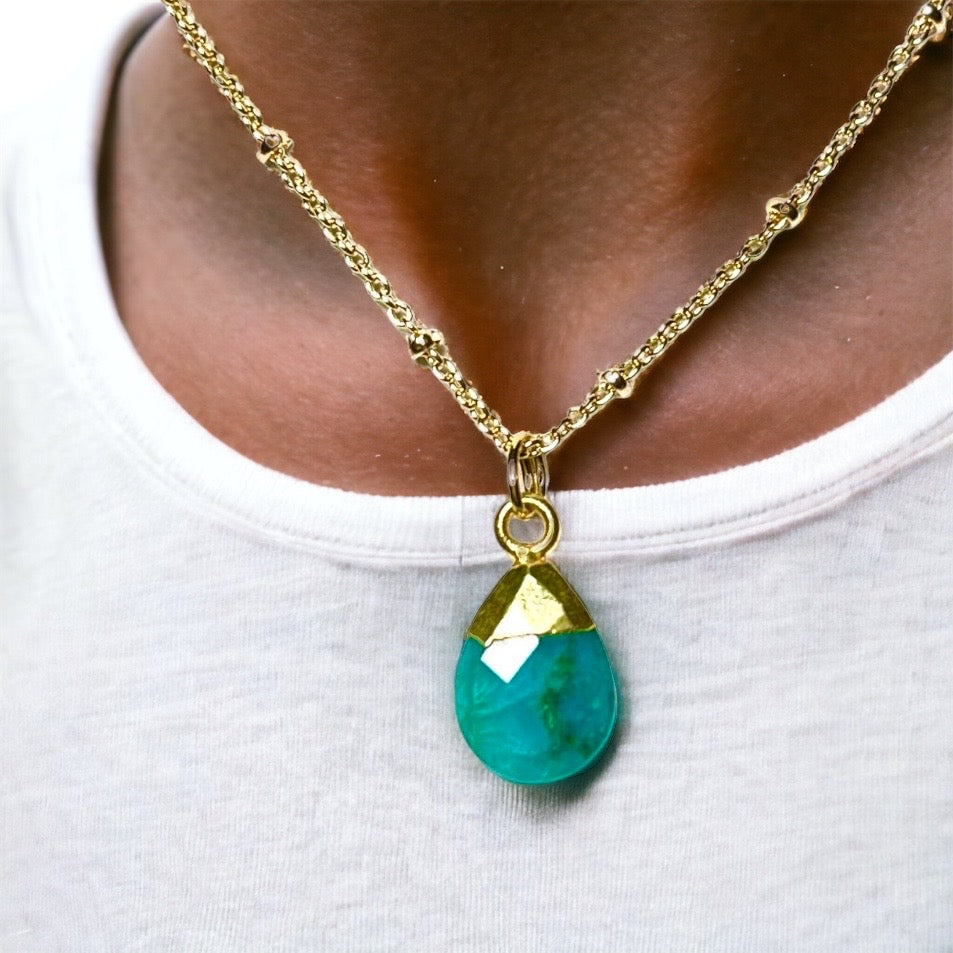 pendentif femme cadeau pierre calcedoine verte tourmalyn bijoux