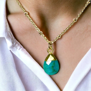 pendentif femme cadeau pierre calcedoine verte tourmalyn bijoux