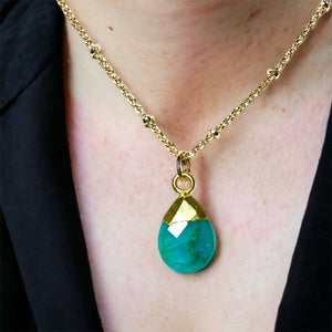 pendentif femme cadeau pierre calcedoine verte tourmalyn bijoux