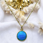 Pendentif "MARYLINE" doré or fin pierre Turquoise