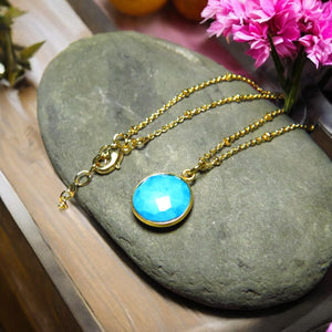 Pendentif "MARYLINE" doré or fin pierre Turquoise