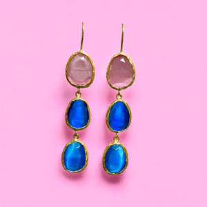 Boucles d'oreilles "ROMY" dorées or fin pierre d'Agate