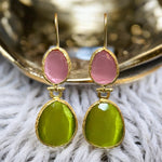 Boucles d'oreilles "LOUISE" dorées or fin pierre d'Agate