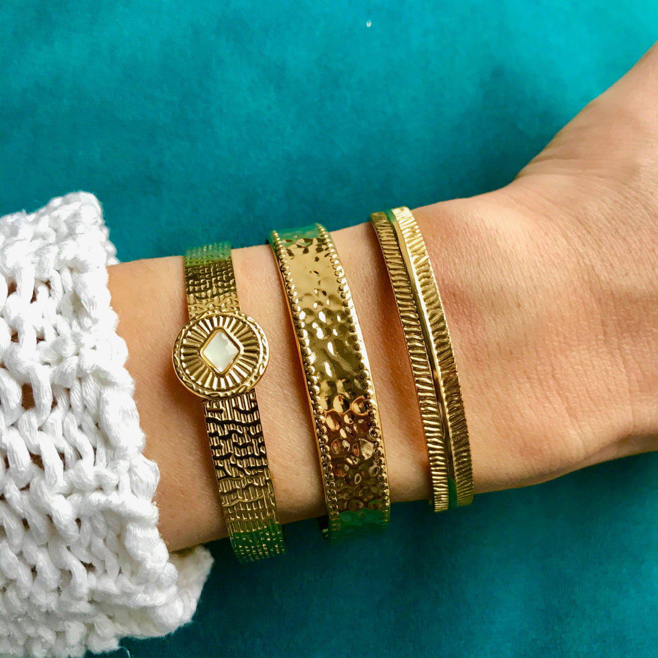 Bracelet "IRÈNE" doré - adaptable avec Nacre naturelle