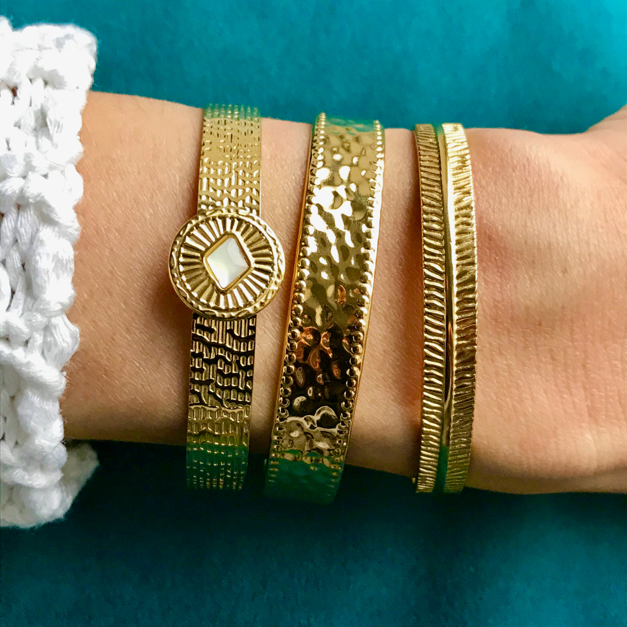 Bracelet "IRÈNE" doré - adaptable avec Nacre naturelle