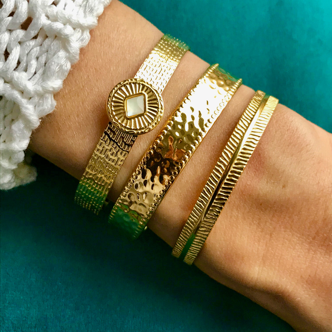 Bracelet "IRÈNE" doré - adaptable avec Nacre naturelle