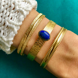 Bracelet "LILIANE" acier doré - adaptable avec Lapis Lazuli naturel