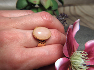 Bague "COLINE" dorée or fin en pierre de Quartz Rose