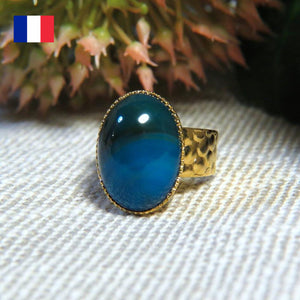 Bague "FLORA" dorée or fin en pierre en Agate