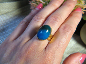 Bague "FLORA" dorée or fin en pierre en Agate