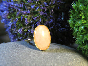 Bague "ROSALIE" dorée or fin en pierre de Quartz Rose