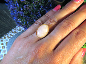 Bague "ROSALIE" dorée or fin en pierre de Quartz Rose