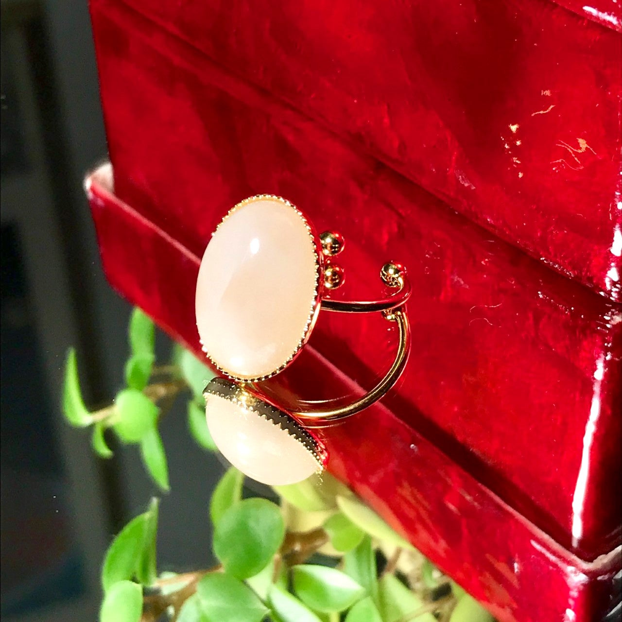 Bague "ROSALIE" dorée or fin en pierre de Quartz Rose