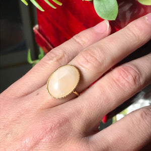 Bague "ROSALIE" dorée or fin en pierre de Quartz Rose