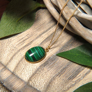 Pendentif "GENEVIÈVE" en pierre de Malachite