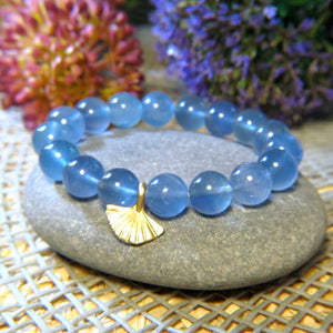 Bracelet "LONDON" en pierres naturelles de Fluorite de grade AAA et breloque en zamak