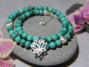 Bracelet "MELBOURNE" double en pierres naturelles de Malachite