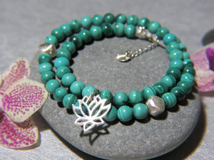 Bracelet "MELBOURNE" double en pierres naturelles de Malachite