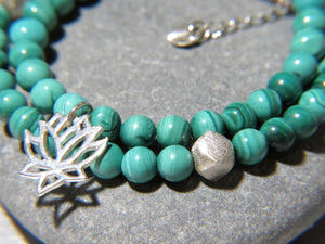 Bracelet "MELBOURNE" double en pierres naturelles de Malachite