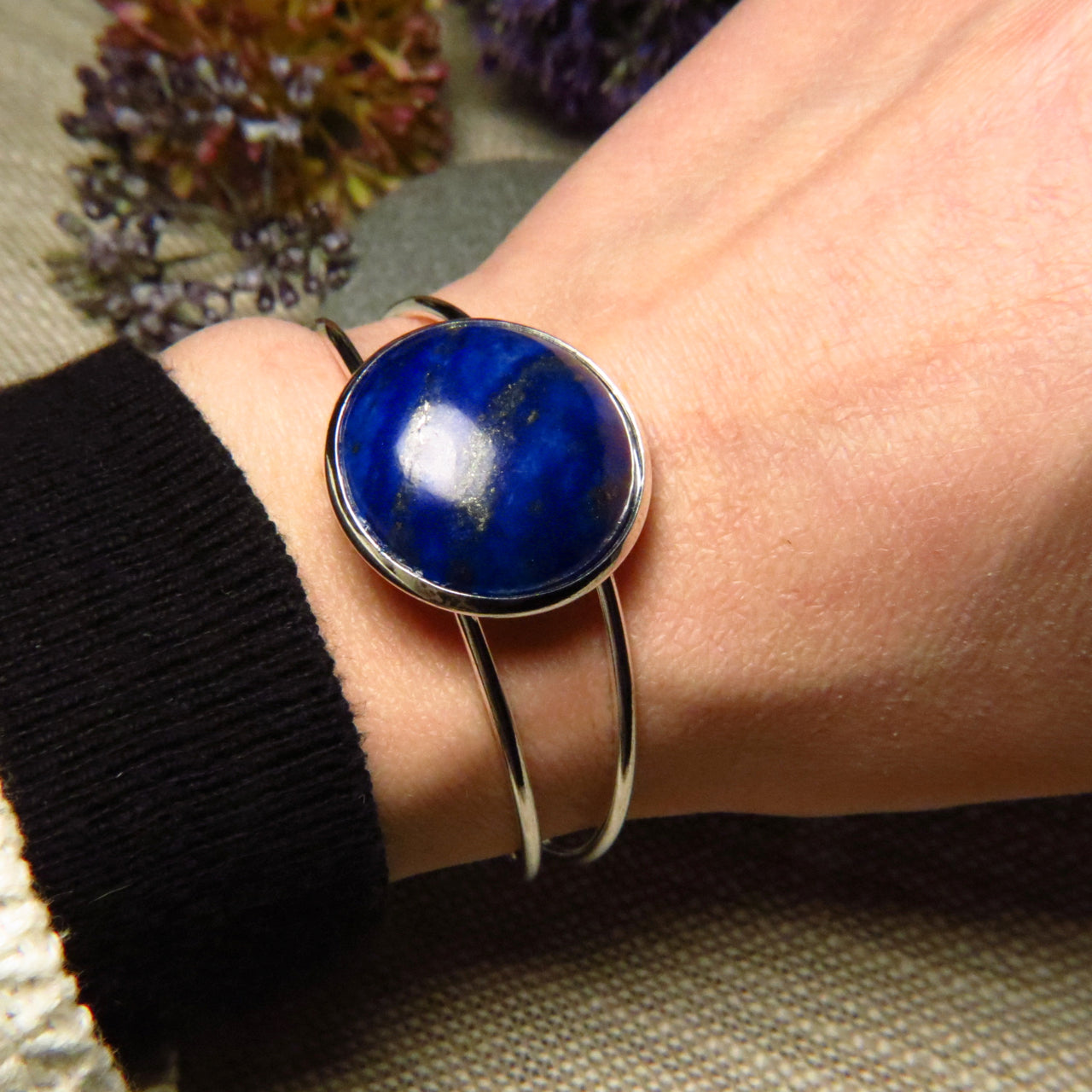 Bracelet "NADINE" en Lapis Lazuli - argenté