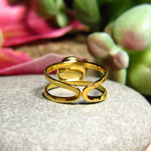 Bague "ELISABETH" dorée or fin en pierre d' Onyx