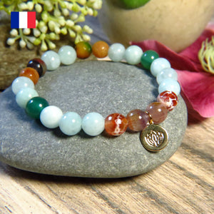 Bracelet "VÉRONIQUE" 3 pierres naturelles doré or fin