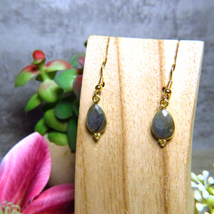 Boucles d’oreilles "HADLEY" dorées or fin Labradorite