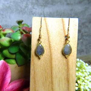 Boucles d’oreilles "HADLEY" dorées or fin Labradorite