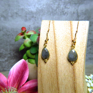 Boucles d’oreilles "HADLEY" dorées or fin Labradorite