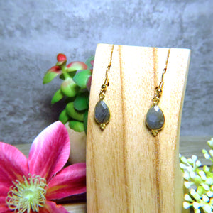 Boucles d’oreilles "HADLEY" dorées or fin Labradorite