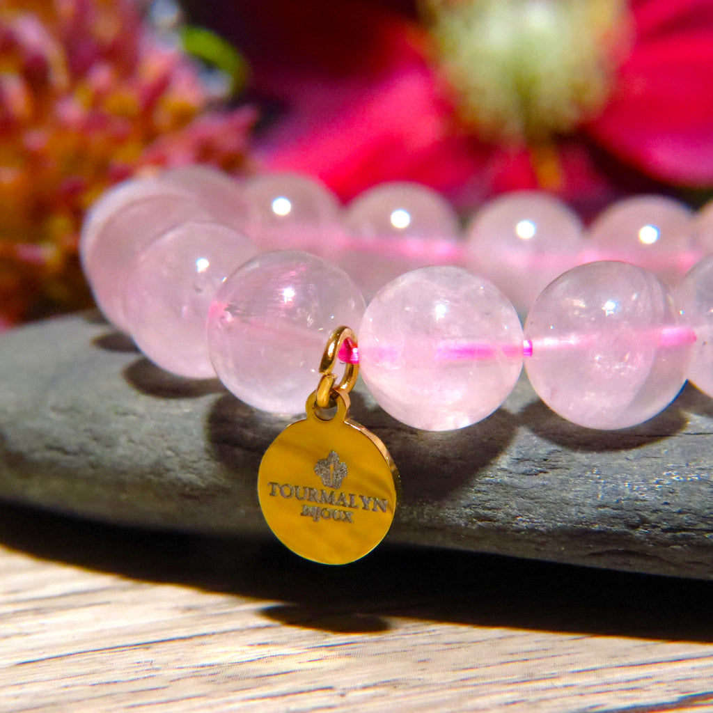 Bracelet "SUNSHINE" en pierres naturelles de Quartz Rose
