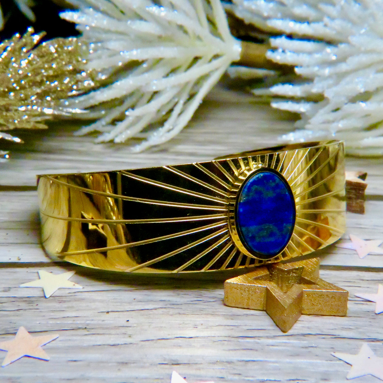 Bracelet "RACHEL" acier adaptable avec Lapis lazuli