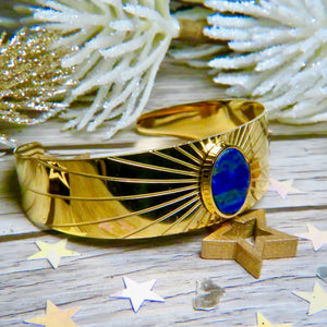 Bracelet "RACHEL" acier adaptable avec Lapis lazuli