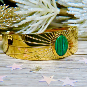 Bracelet "SONIA" acier adaptable avec Malachite