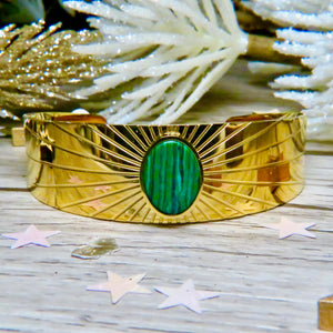 Bracelet "SONIA" acier adaptable avec Malachite