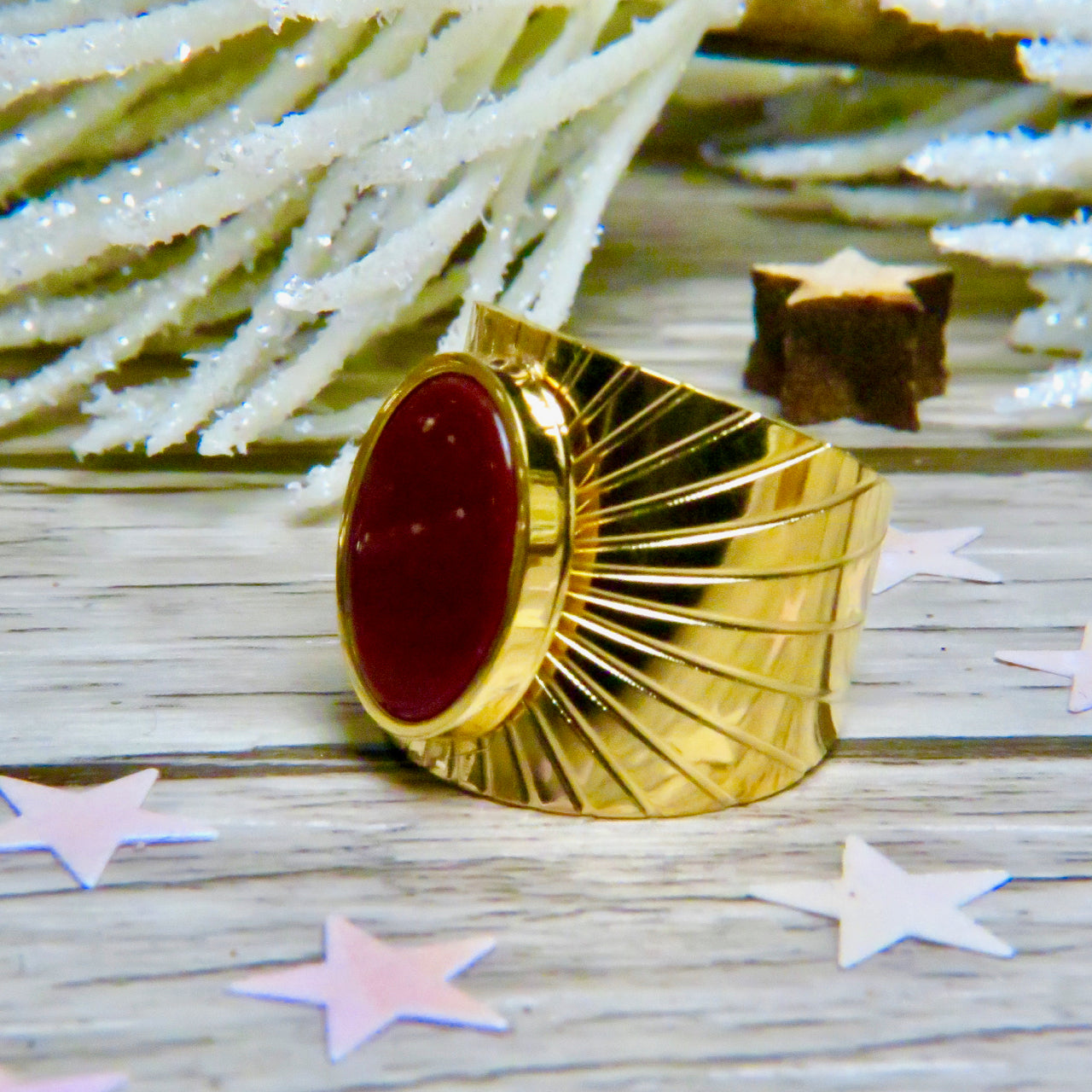 Bague "ZORA" adaptable avec Cornaline