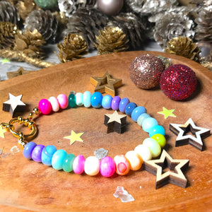 Bracelet "LIFE IN COLOR" en pierres opale doré or fin