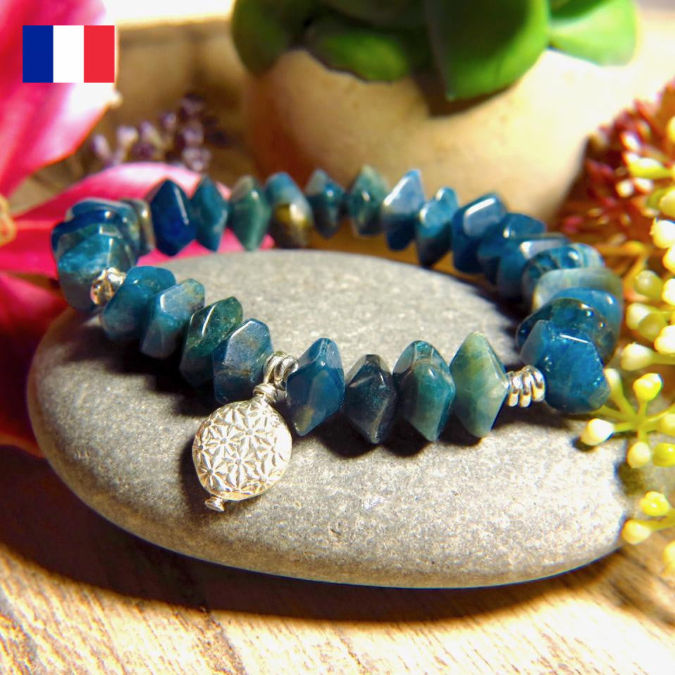 Bracelet "MARQUISES" argent et pierres naturelles d' Apatite