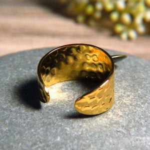 Bague "SYLVIE" dorée or fin en pierre de lune et sequin émaillé