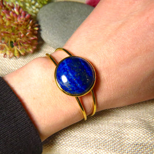 Bracelet "MURIEL" en Lapis Lazuli - doré
