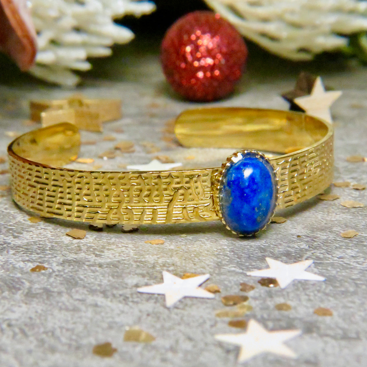Bracelet "LILIANE" doré - adaptable avec Lapis Lazuli naturel
