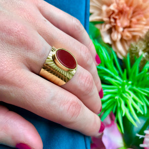 Bague "ZORA" adaptable avec Cornaline