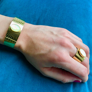 Bracelet "LYDIA" acier adaptable avec Nacre naturelle